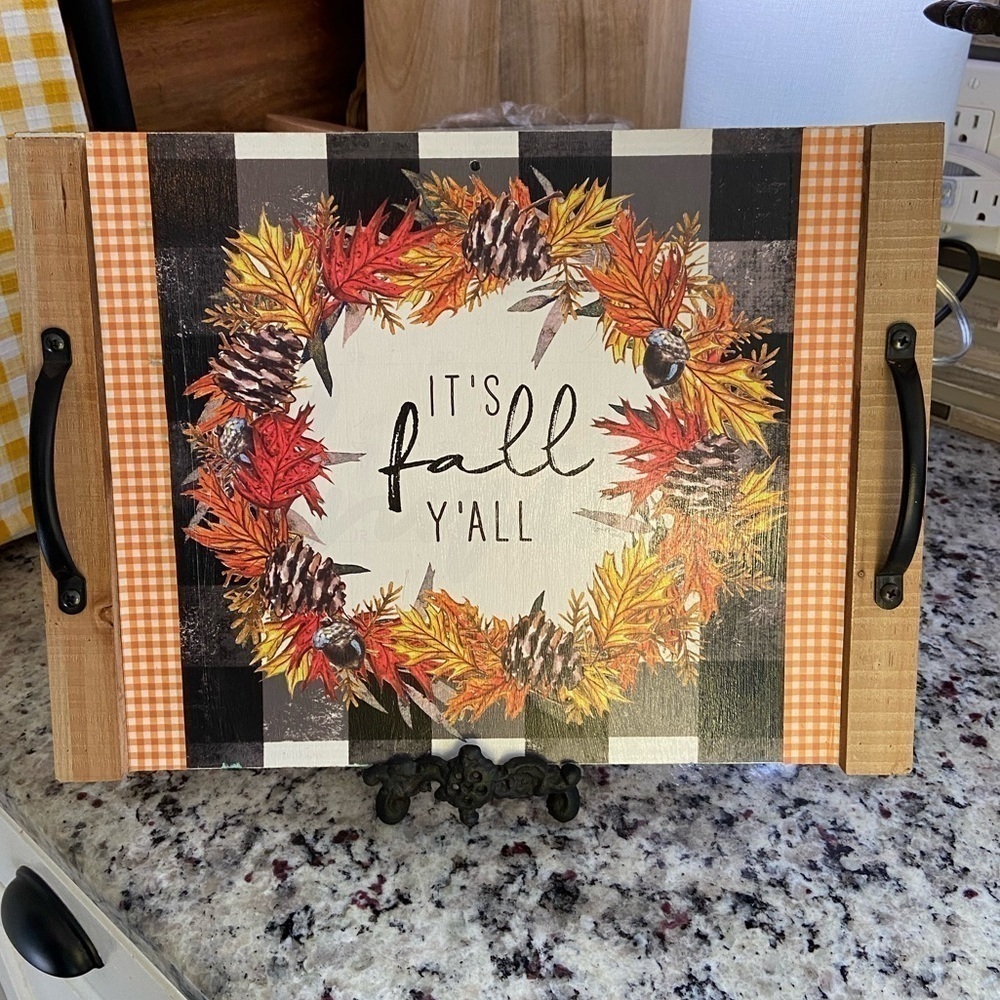 Fall Wooden  Serving Tray with Handles